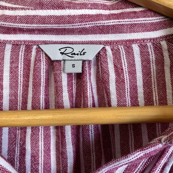 Rails Women’s Small Natalie Lucia Red Stripe Button Up Top Linen Coastal Beachy - Picture 3 of 7